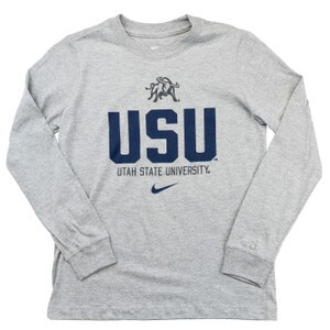 Youth Nike USU Aggie Bull Long-Sleeve T-Shirt gray